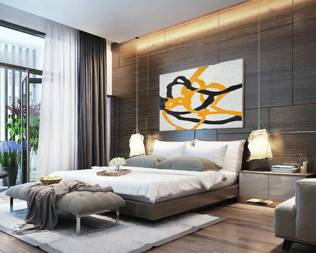 Original Extra Large Wall Art,Hand-Painted Oversized Panoramic Minimal Art On Canvas,Modern Canvas Art